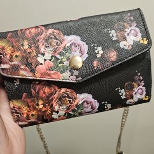Floral Black Clutch Purse